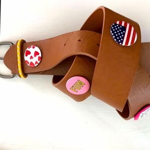 Retro Buttons Pop Art Oversized Faux Leather Statement Belt